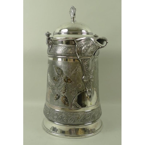 751 - An American Aesthetic silver plated hot water jug or pitcher, by Reed and Barton, circa 1870, of lar... 