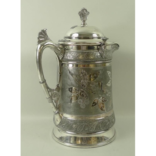 751 - An American Aesthetic silver plated hot water jug or pitcher, by Reed and Barton, circa 1870, of lar... 