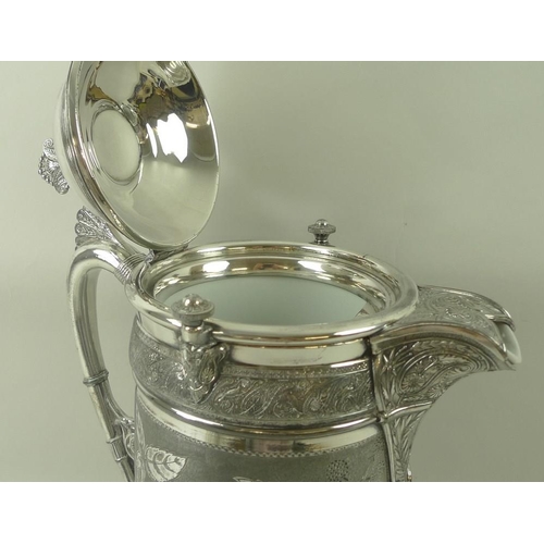 751 - An American Aesthetic silver plated hot water jug or pitcher, by Reed and Barton, circa 1870, of lar... 