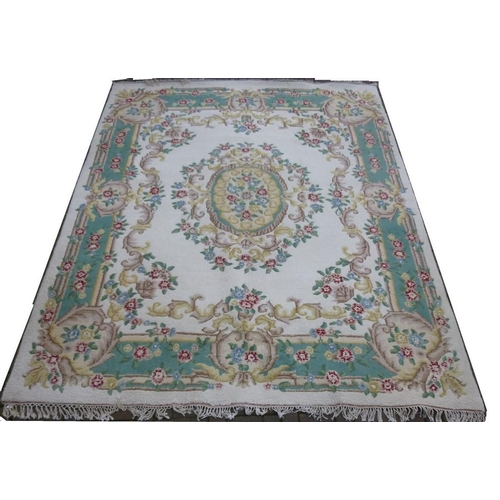 853 - An Indian hand knotted wool carpet, approx 40 years old, and a similar rug, 280 by 330cm and 130cm d... 