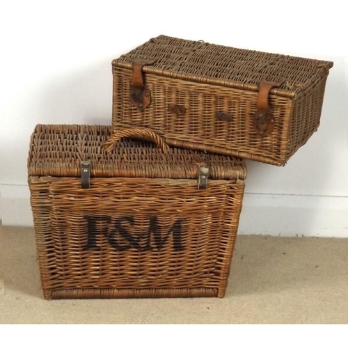 854 - Two Fortnum and Mason wicker picnic baskets, the larger 52 by 36 by 36cm high.