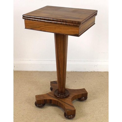 913 - A William IV rosewood chess pedestal table, the fold out top supported on an octagonal tapered colum... 