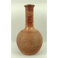 A Wedgwood terracotta 'rosso antico' bottle vase and cover, early 19th century, with basket weave im... 