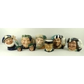 A group of eight character jugs, comprising six Royal Doulton jugs, Capt Henry Morgan, D6467, The Fa... 