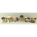 A group of six Royal Doulton character mugs, comprising four limited edition Cricketer mugs, modelle... 