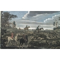 Thomas Burford (1710-1774): 'Foxhunting' after James Seymour, a set of four hand coloured mezzotints... 