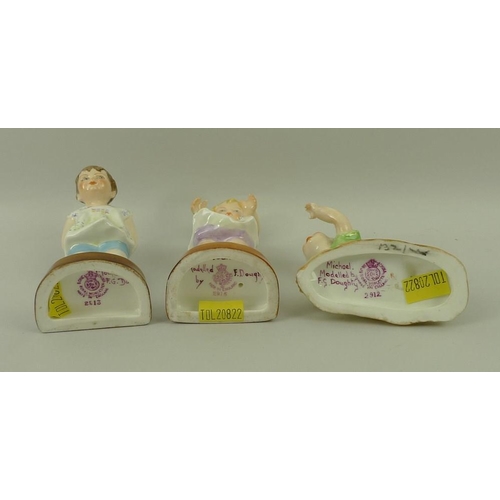 506 - A group of three Royal Worcester figurines comprising 'Tommy', 'Joan' and 'Michael', each modelled b... 
