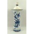 An English Delftware earthenware waisted vase with trumpet flare rim, the underglaze blue cobalt wit... 