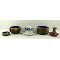 A collection of ceramic items comprising a Wardle hexagonal bowl, green glazed with blue interior, 1... 