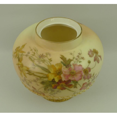 517A - A Royal Worcester blush ivory porcelain pot pourri, painted with flowers, gilded highlights througho... 