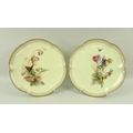A pair of Royal Worcester cabinet plates, signed and painted by Edward Raby, decorated with flowers ... 