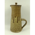 A St Ives pottery coffee set, drip glazed, base stamped 'St Ives 1974', comprising coffee pot, 22cm,... 
