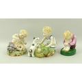 A group of three Royal Worcester figures comprising 'Mischief' and 'Two Babies', each modelled by F ... 