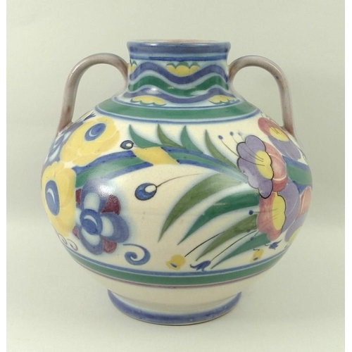 543 - A Poole Pottery twin handled vase, circa 1920s / 1930s, by Carter Stabler Adams, in the Yo pattern, ... 
