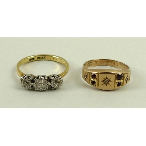 792 - An 18ct gold, platinum and diamond three stone ring, each stone of approximately 0.25ct, 2.9g total ... 