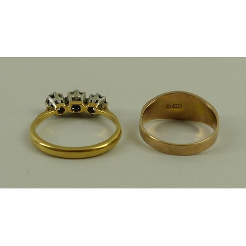 792 - An 18ct gold, platinum and diamond three stone ring, each stone of approximately 0.25ct, 2.9g total ... 