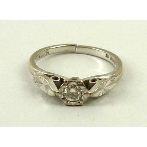 794 - An 18ct white gold and diamond solitaire ring, the diamond of approximately 0.25ct, size K, 2.7g.