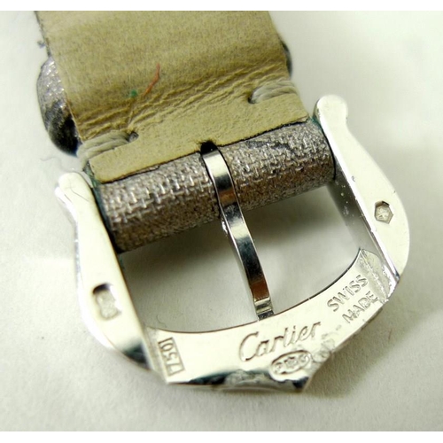 825 - An 18ct white gold Cartier 'Baignoire Allongee' lady's wristwatch, circa 1990s, the elongated oval f... 