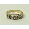 A 14ct gold and diamond five stone ring, 0.75ct total diamond weight, size K/L, 4g total weight, wit... 