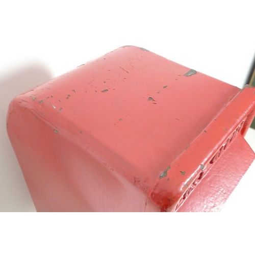 859 - A Royal Mail red painted post box, with slot for collection plate and cast with 'GR' cypher, no key,... 