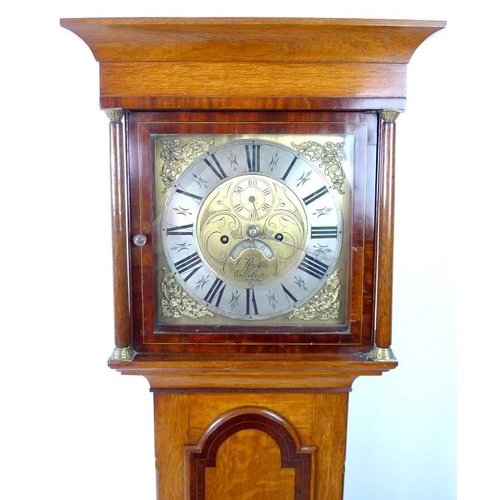 908 - A 19th century oak and mahogany crossbanded long case clock, by J. Thirstle, Williton, eight day chi... 