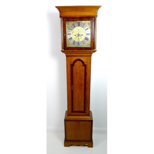 908 - A 19th century oak and mahogany crossbanded long case clock, by J. Thirstle, Williton, eight day chi... 