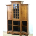 An Aesthetic Movement walnut and satinwood seaweed marquetry inlaid breakfront display cabinet, circ... 