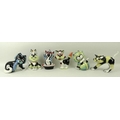 A group of six Lorna Bailey ceramic cats, each signed to the base, including cat in a bath-tub, 13cm... 