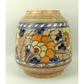 A Crown Ducal ribbed vase, by Charlotte Rhead, Byzantine design, no 180, with blue back stamp and si... 