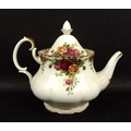 A Royal Albert part tea service, decorated in the Old Country Roses pattern, comprising a tea pot, h... 
