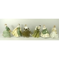 A group of six Royal Doulton ladies, comprising 'First Dance' 3629, 'Soiree' HN2312, 'Grace' HN2318,... 