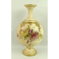 A Royal Worcester blush ivory vase of bulbous form painted with Chrysanthemums and blossoms, with gi... 