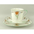 A Shelley part tea service, decorated with orange tulips on a white ground with green rims, printed ... 