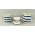 A collection of assorted ceramics comprising three Wedgwood 'Glen Mist' Susie Cooper coffee cans and... 
