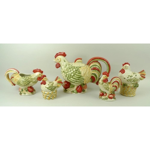 506 - A Royal Doulton three piece tea set, in the Chanticlair pattern, in the form of cockerel, comprising... 