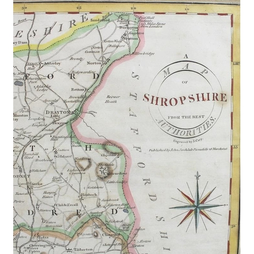 561 - John Cary (British cartographer, 1754-1835): map of Shropshire, published by John Stockdale, Manches... 