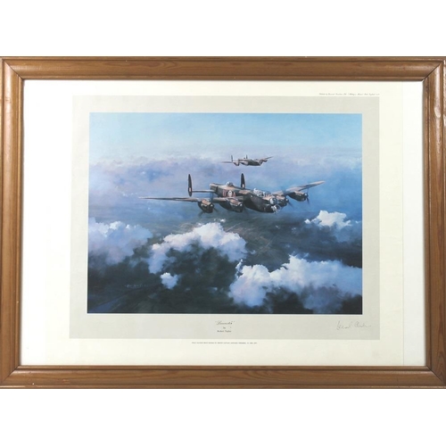 565 - After Robert Taylor: 'Lancaster', a first edition print, signed by group captain Leonard Cheshire VC... 