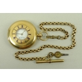 An 18ct gold half hunter pocket watch, key wind, with enamelled Roman numerals to outer case, openin... 