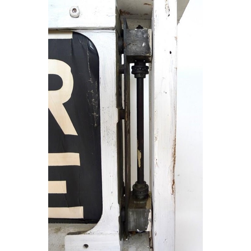 873 - Train / Tram Interest: a tram destination scroll mechanism, with brass winding handle, fitted into a... 