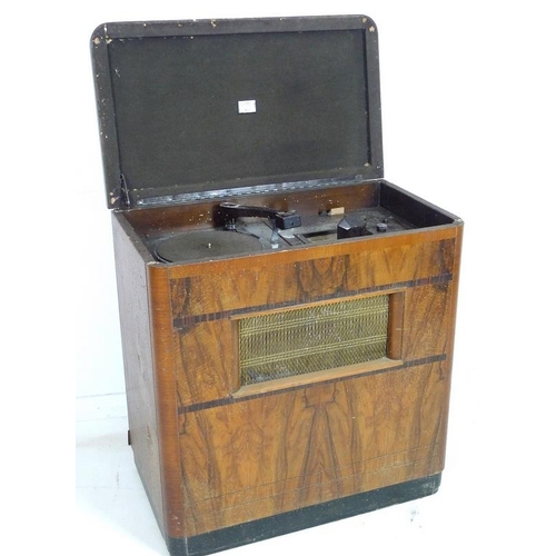 877 - A Marconi Marconiphone Model 239, Serial 914507, valve radio and record player, circa 1938, in a wal... 