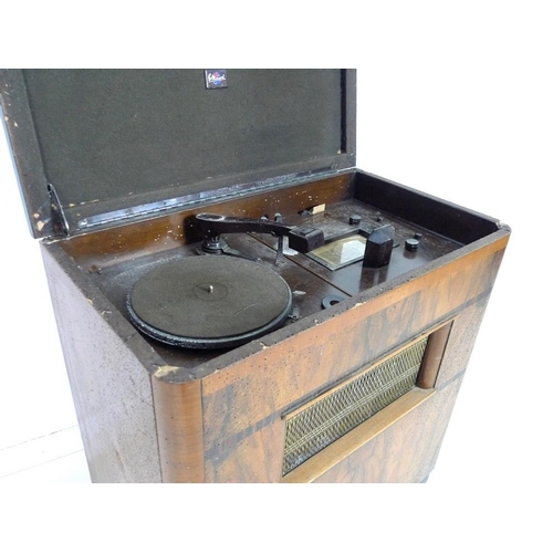 877 - A Marconi Marconiphone Model 239, Serial 914507, valve radio and record player, circa 1938, in a wal... 