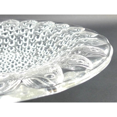 501 - A Rene Lalique Roscoff shallow bowl, of clear glass, with fish and bubble design, engraved signature... 