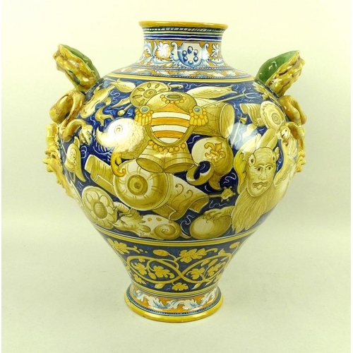 561 - An Italian majolica faience baluster vase, inscribed inside rim 'Fabbrica Cantagalli Firenze 1879', ... 