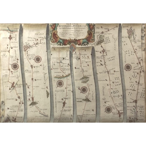 572 - John Ogilby (Scottish, 1600-1676): a collection of hand coloured road maps from the Britannia Atlas,... 