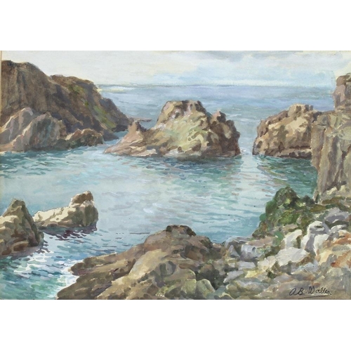 596 - Margaret Antonia Waller F.I.B.A. (British, 1916-1997): two Channel Islands coastal scenes, watercolo... 