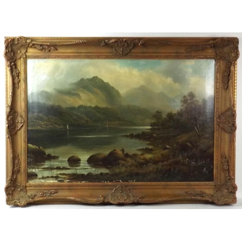 628 - David Maitland Mackenzie (Scottish, 1800-1875): a highland landscape, with a fisherman to the fore, ... 