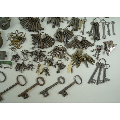 741 - A large quantity of keys, locks, latches, padlocks, 17th century and later, over 100 total.