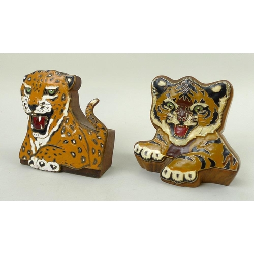 752 - A cloisonne lorry badge, mid 20th century, modelled as a tiger cub, possibly Leyland, together with ... 