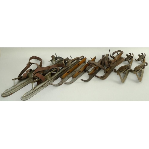 775 - A collection of four pairs of vintage ice skates, comprising a pair marked 'Go Ahead', Colquhoun & C... 