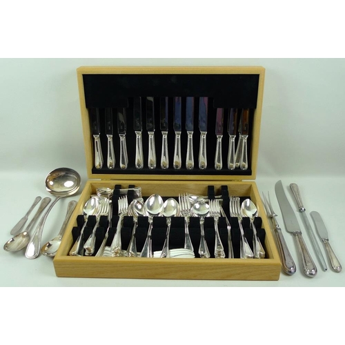 782 - A modern silver plated canteen of Viners cutlery, in a later oak veneered fitted canteen case by Joh... 